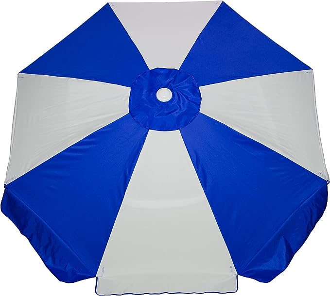 Buoy Beach 7.5 Ft Large Beach Umbrella - Blue White