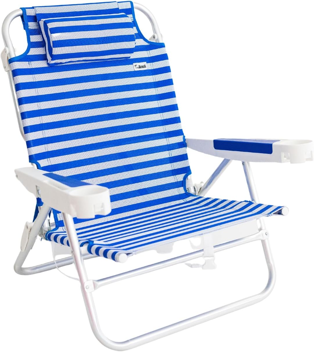 BUOY BEACH Lay Flat Beach Chair, Lightweight and Sturdy Design - Blue Stripe
