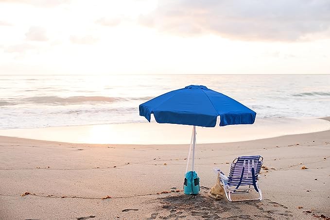 Buoy Beach 7 Ft Large Beach Umbrella - Solid Blue