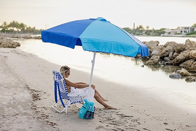 Buoy Beach 7 Ft Large Beach Umbrella -Blue Aqua