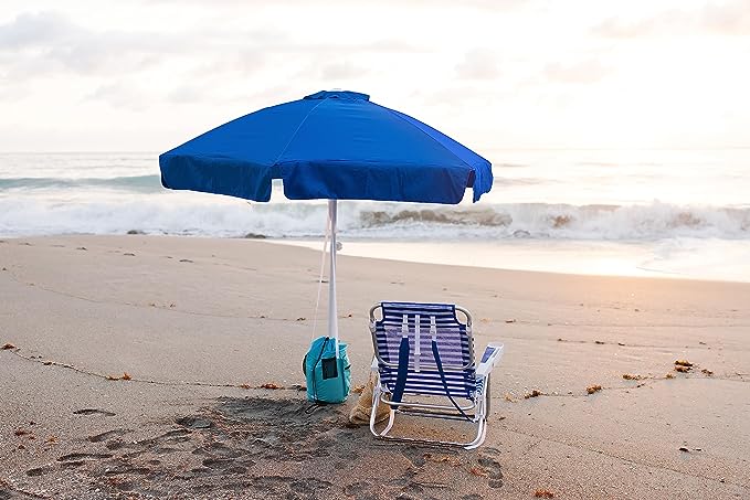 Buoy Beach 7 Ft Large Beach Umbrella - Solid Blue